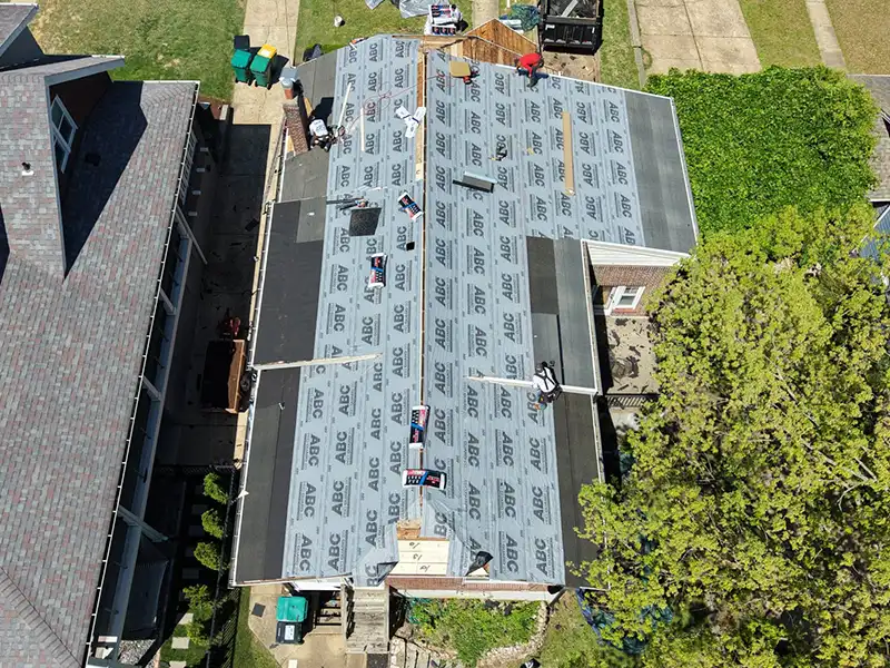 Top view of roof replacement job