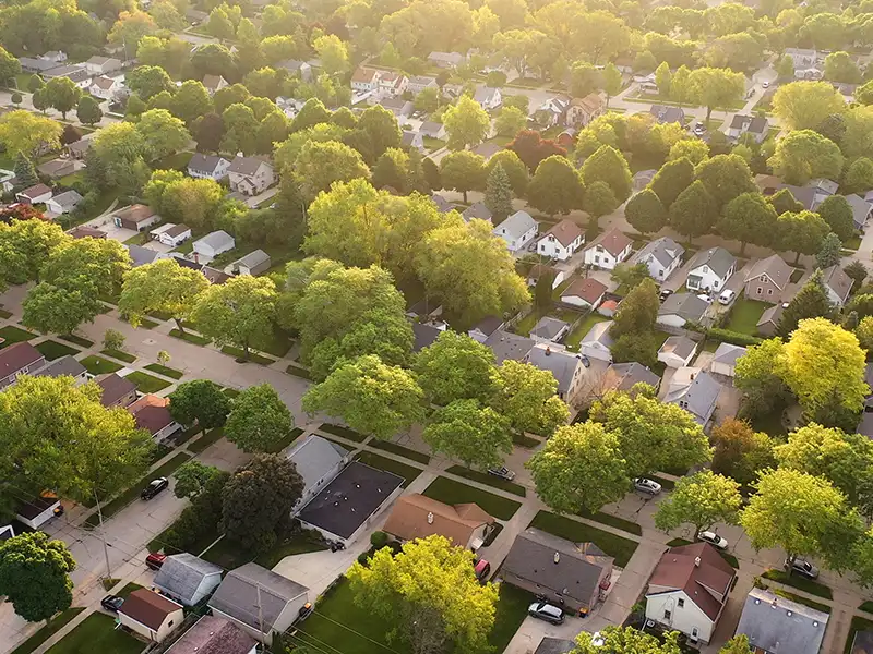 Top view of neighborhood